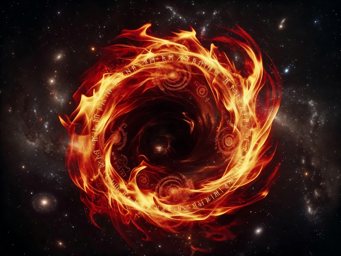 Mystic Red and Yellow Cosmic Flame Elven Energy Portal displaying volcanic power patterns